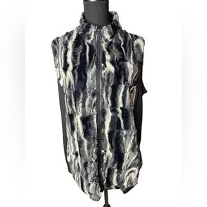 Susan Graver Faux Fur Sleeveless Zip Front Vest Size Large